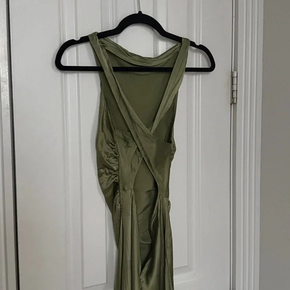 Reformation Casette Silk Maxi Dress in Artichoke Green - Picture 8 of 9